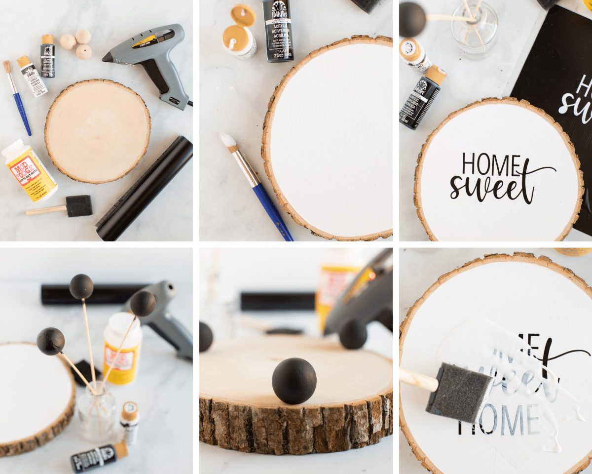 DIY Natural Food Safe Wood Slice Centerpieces - The Vixen's Den Studio