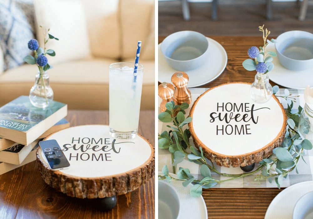 DIY Natural Food Safe Wood Slice Centerpieces - The Vixen's Den Studio